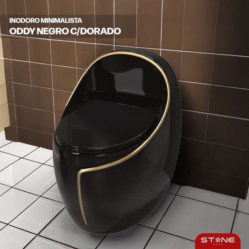 STONE - INODORO MINIMALISTA ODDY NEGRO DORADO STONE