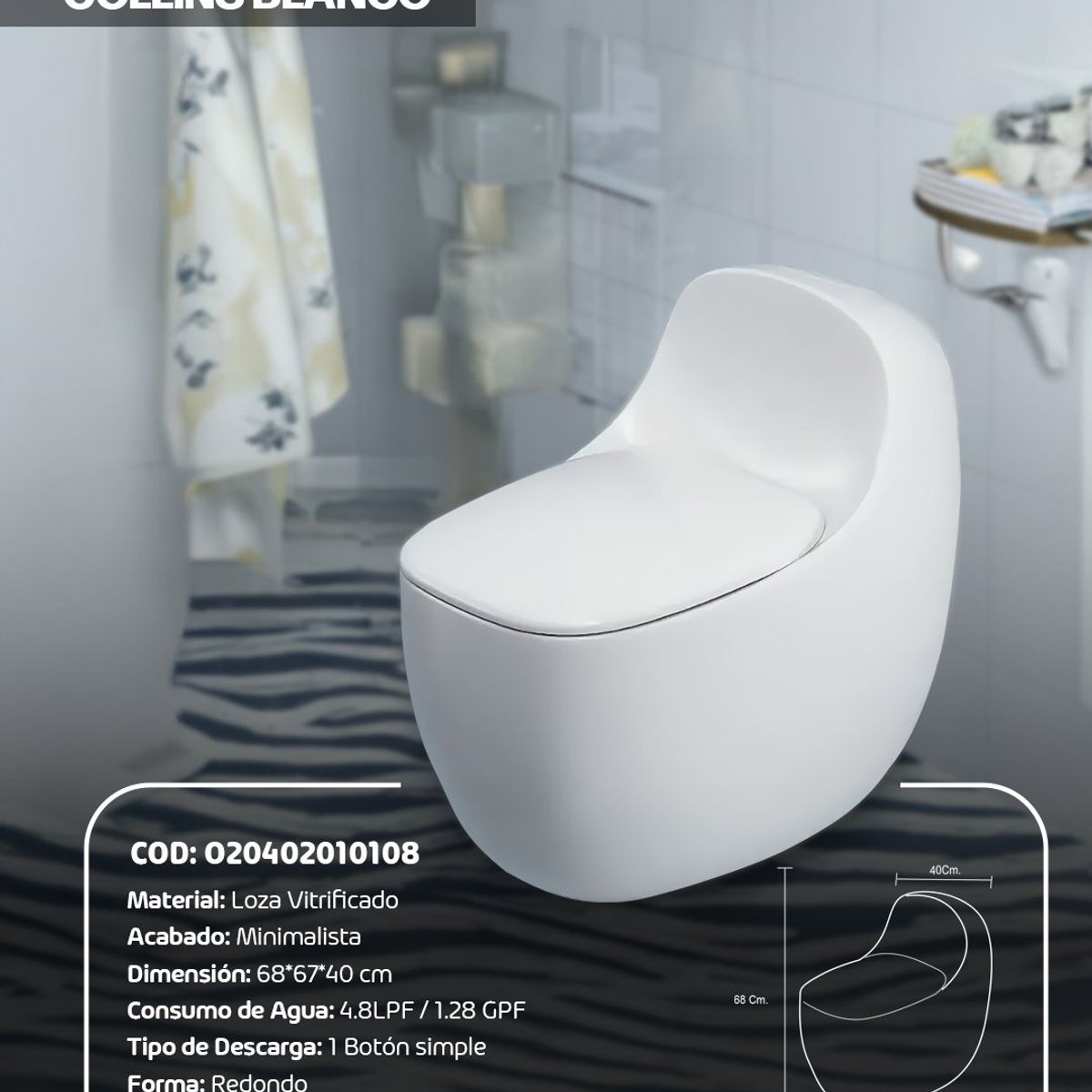 STONE - INODORO MINIMALISTA COLLINS BLANCO STONE