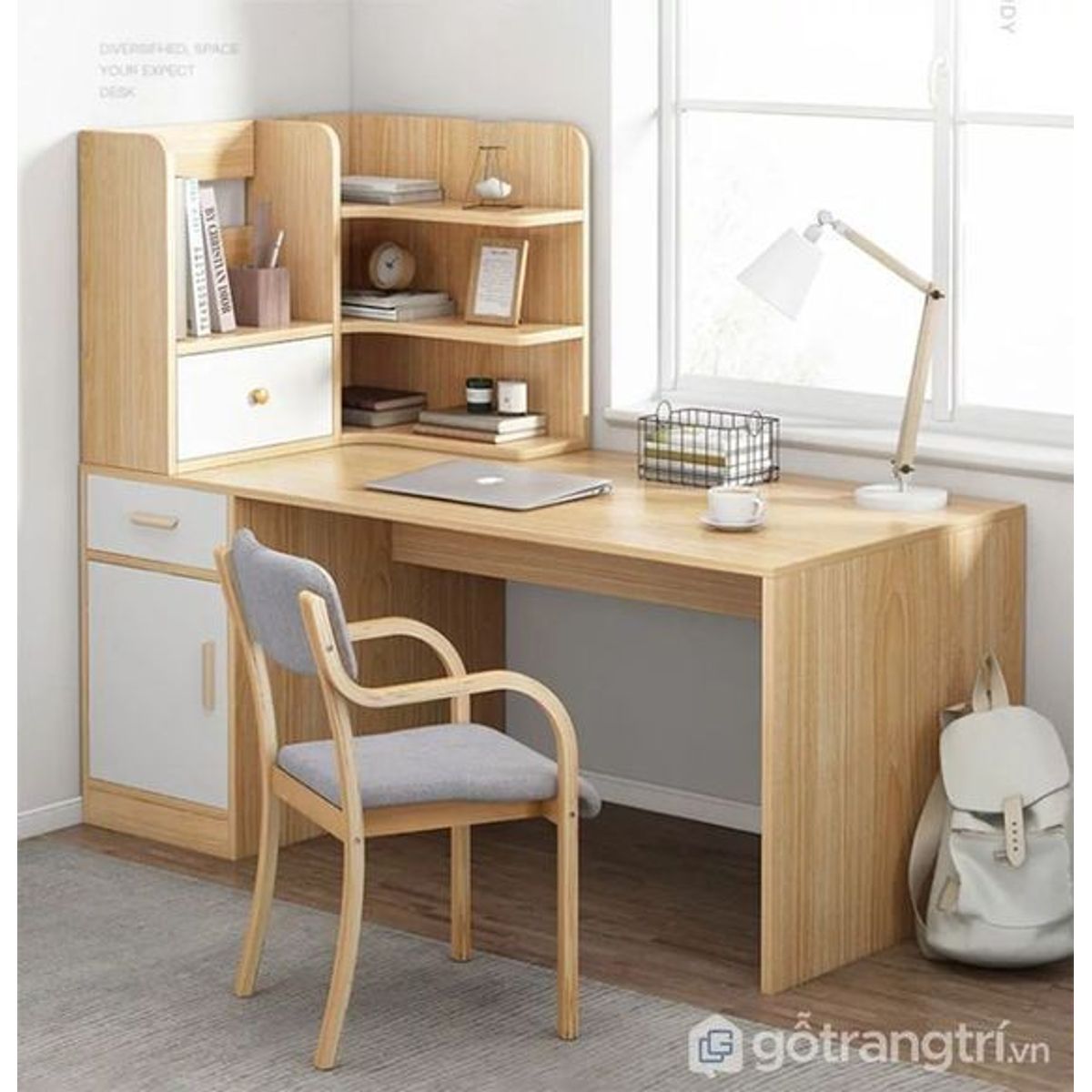 GENERICO - Escritorio Lelouch Moderno - Marrón y Blanco