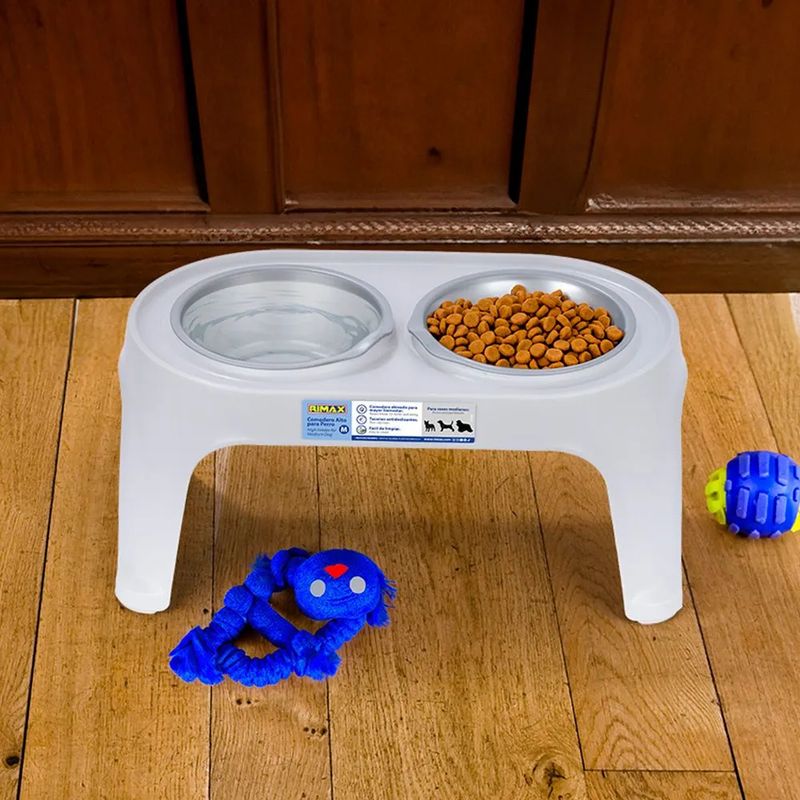 GENERICO - Comedero Alto P/Perros Medianos Gris Hielo - 70135005