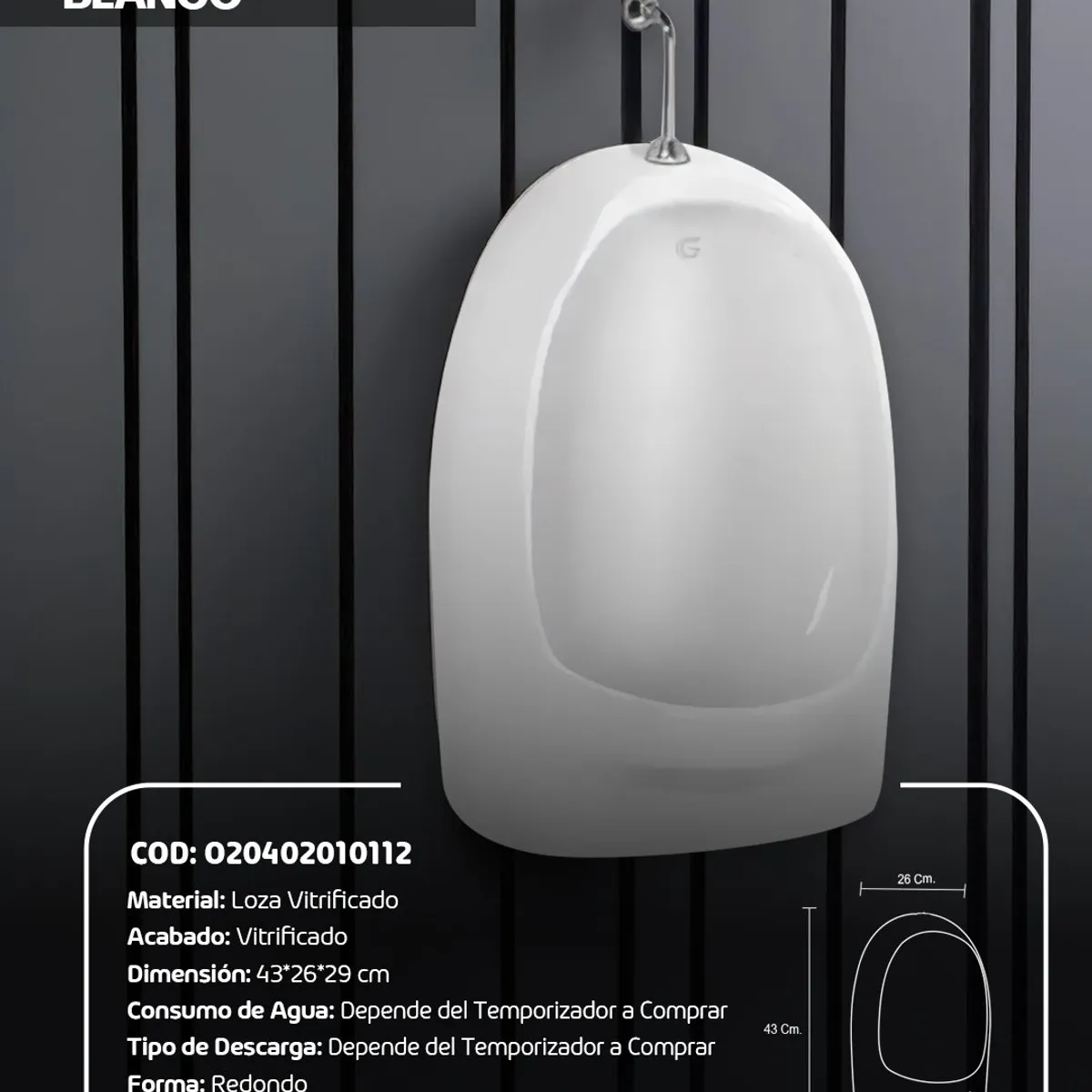 STONE - URINARIO MINIMALISTA BLANCO STONE