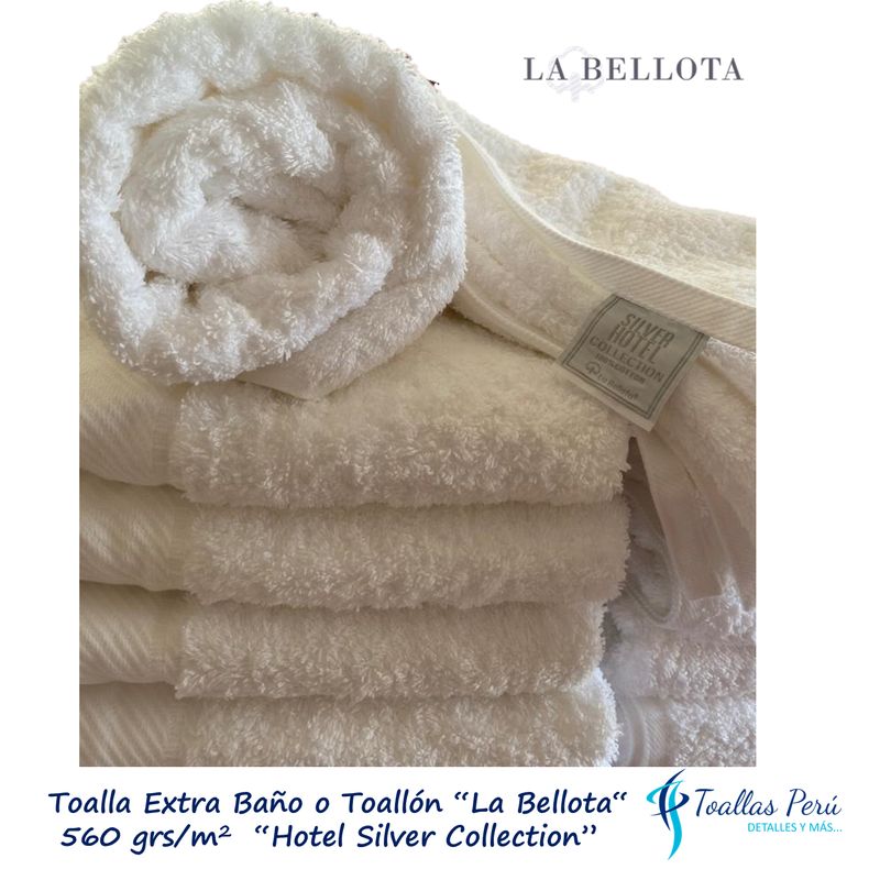 LA BELLOTA - Toalla Silver Extra Baño Blanco 520 grs 90×170 cm "La Bellota"