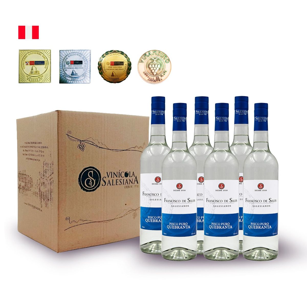 FRANCISCO DE SALES - Pisco Quebranta Francisco de Sales x 700 ml. - 6 UNDS
