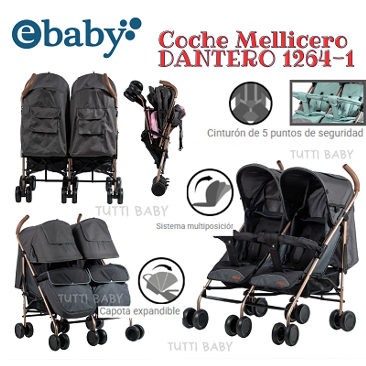 EBABY - COCHE MELLICERO EBABY DANTERO NEGRO