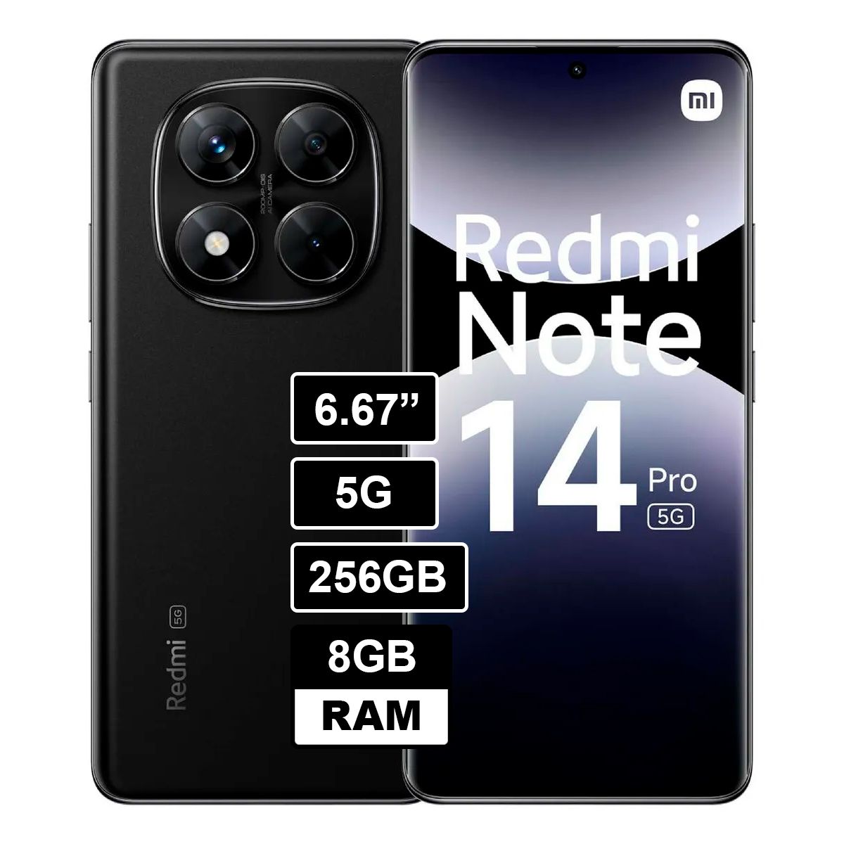 XIAOMI - CELULAR XIAOMI REDMI NOTE 14 PRO 5G 256GB 8GB NEGRO