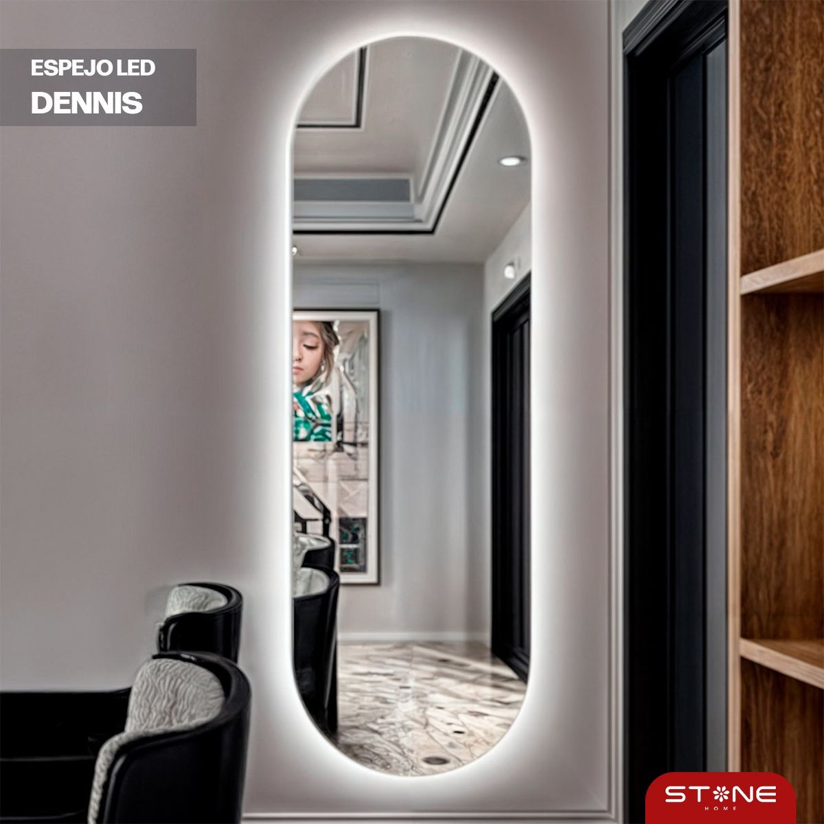 STONE - ESPEJO CUERPO COMPLETO LED TACTIL DENNIS 130X50CM STONE