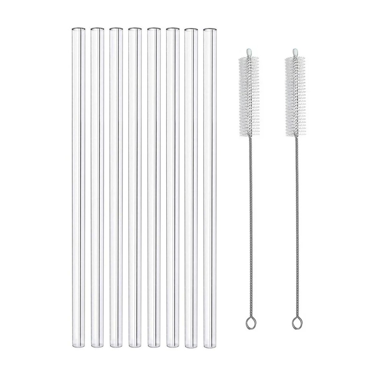 INSPIRA - Set de 8 Sorbetes de Plástico con Cepillos Limpiadores