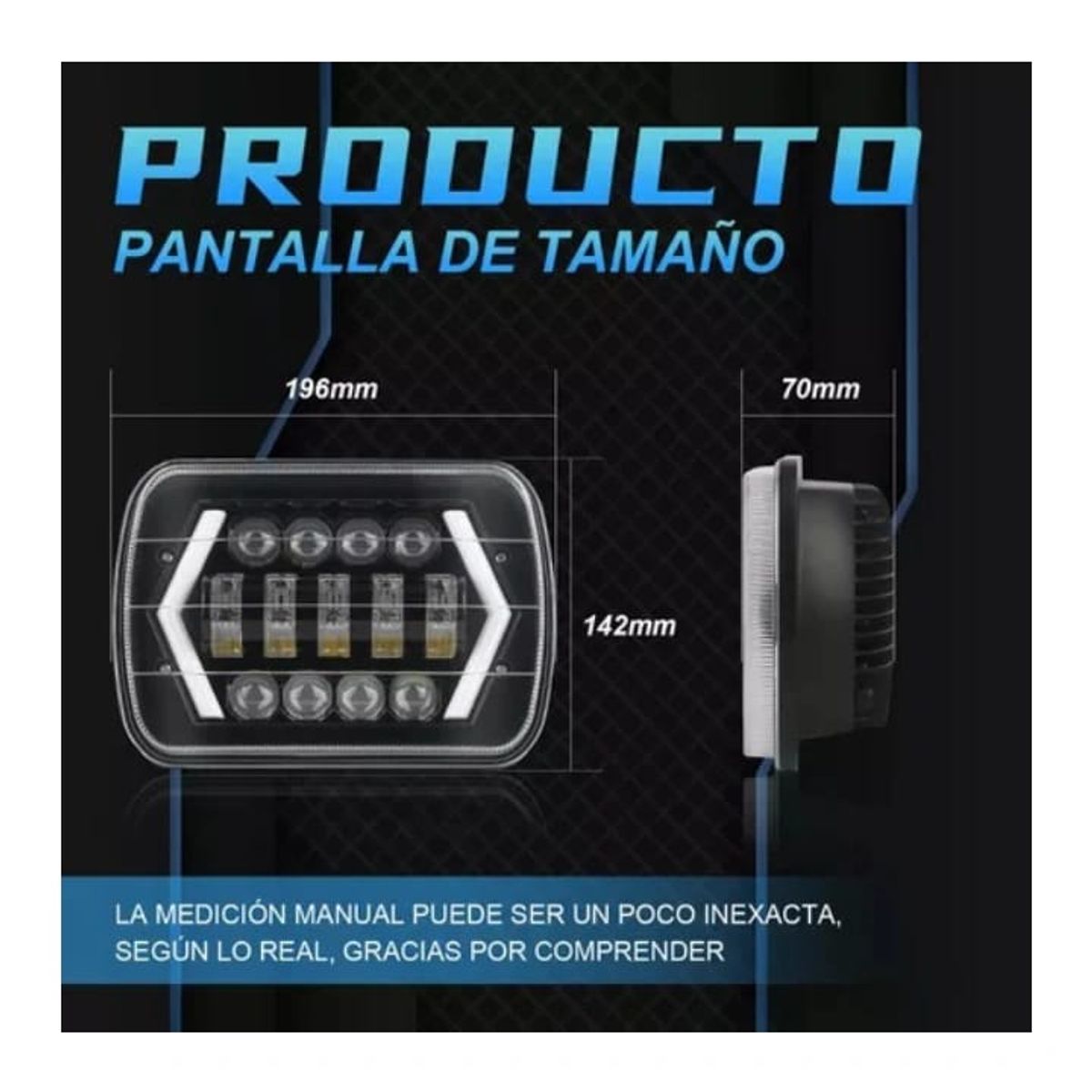 GENERICO - Faro Led Cuadrado 5x7 80w luz principal blanco fijo