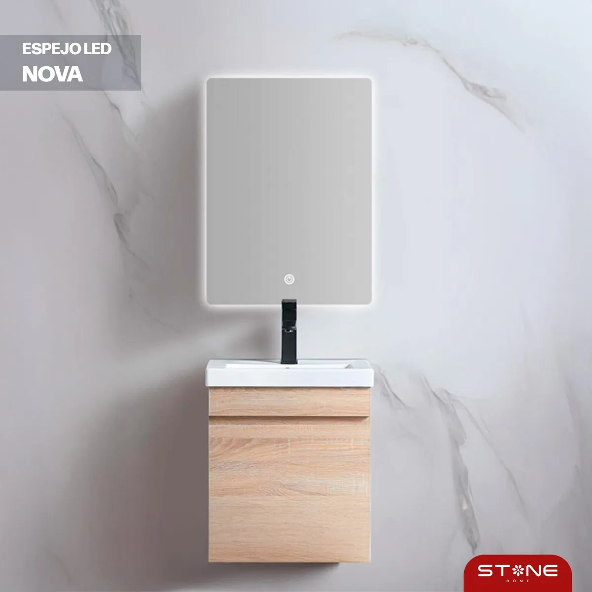 STONE - ESPEJO CUADRADO  LED TACTIL NOVA 70X50CM   STONE