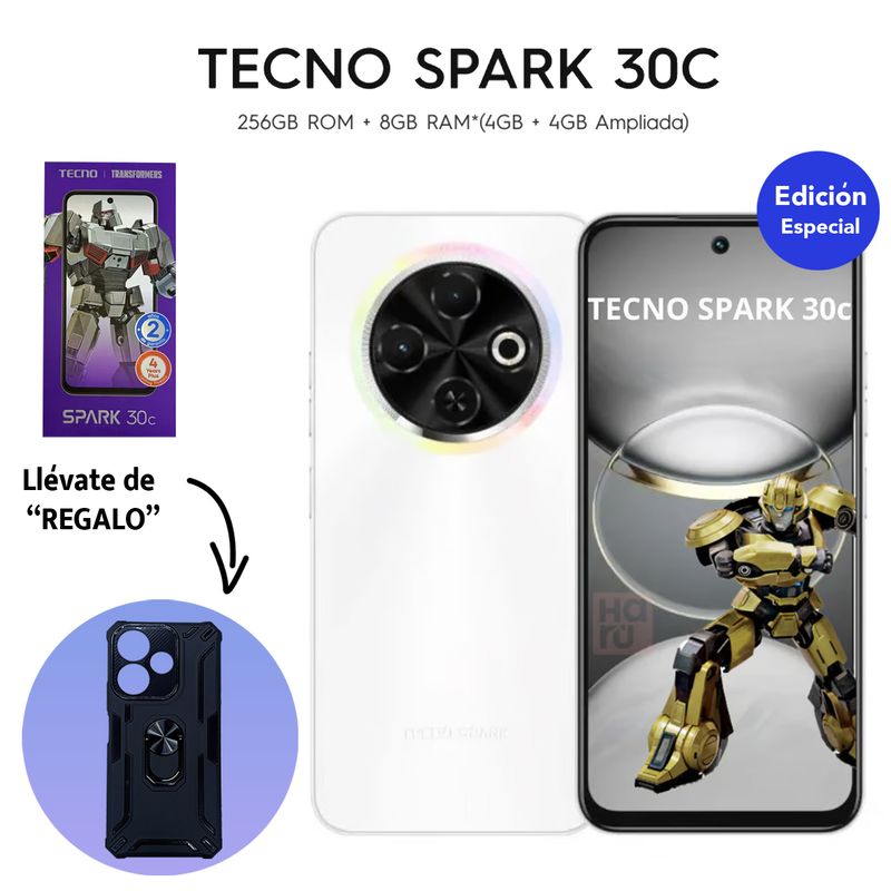 TECNO MOBILE - TECNO SPARK 30C 4GB RAM 256GB COLOR BLANCO CON ESTUCHE DE REGALO