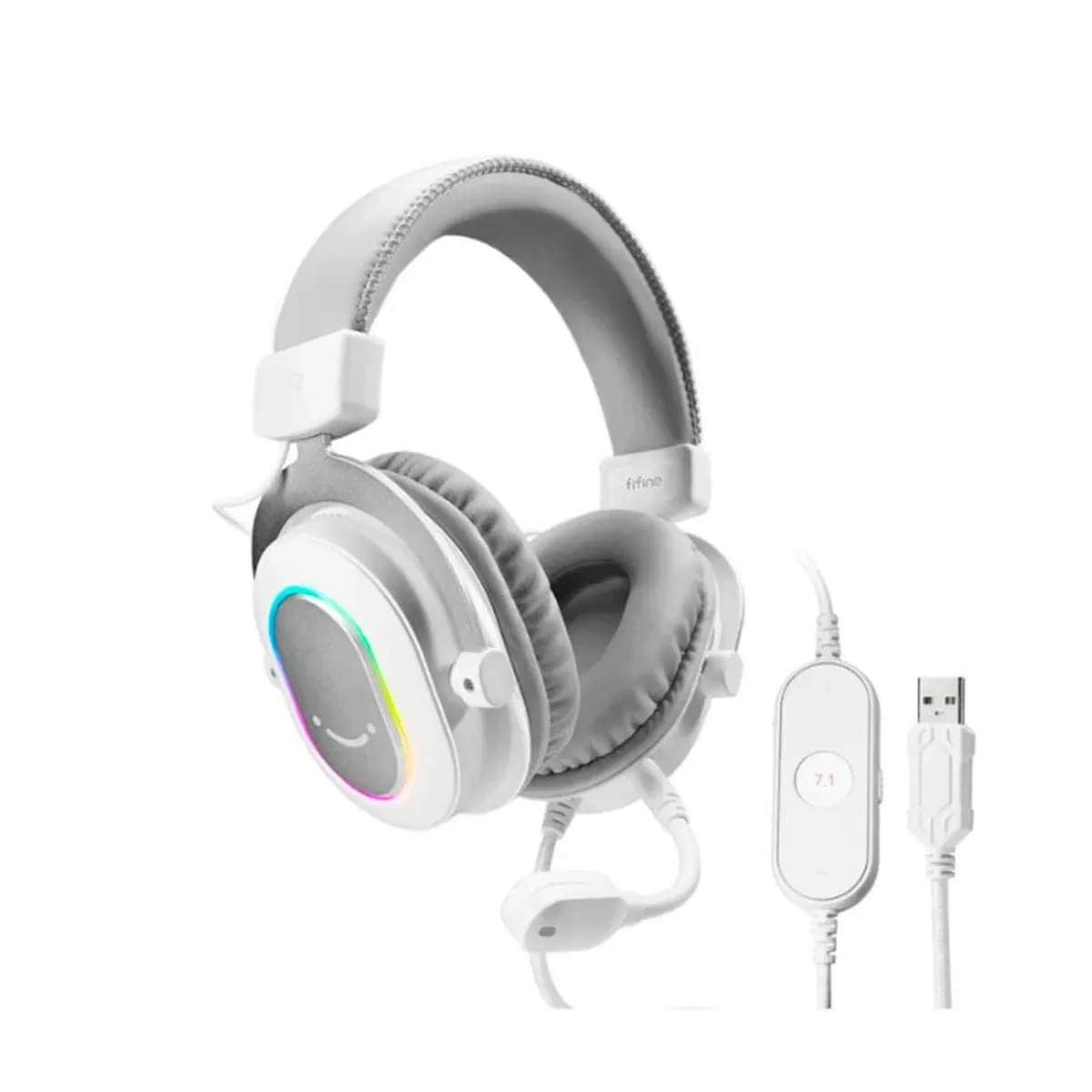 FIFINE - Audífonos Gamer Fifine H6  Sonido 7.1  Micrófono RGB USB-A Blanco