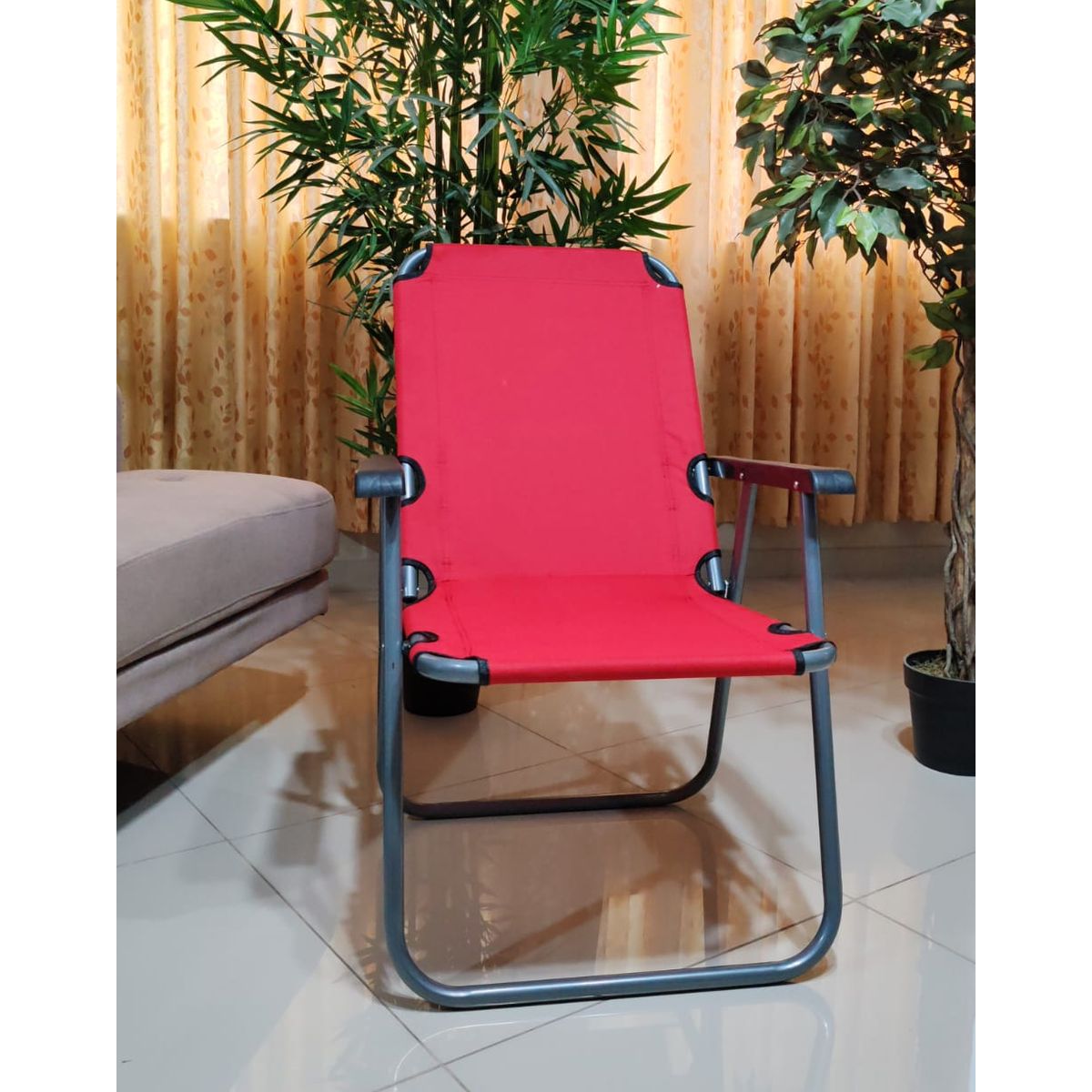 GENERICO - SILLA PLEGABLE PARA EXTERIOR RECLINABLE PLAYERA TERRAZA ROJO