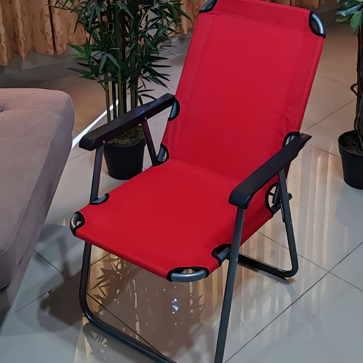 GENERICO - SILLA PLEGABLE PARA EXTERIOR RECLINABLE PLAYERA TERRAZA ROJO