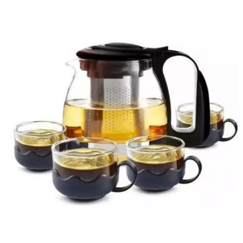 GENERICO - Tetera infusora de 1 litro con 4 tazas de acero inoxidable