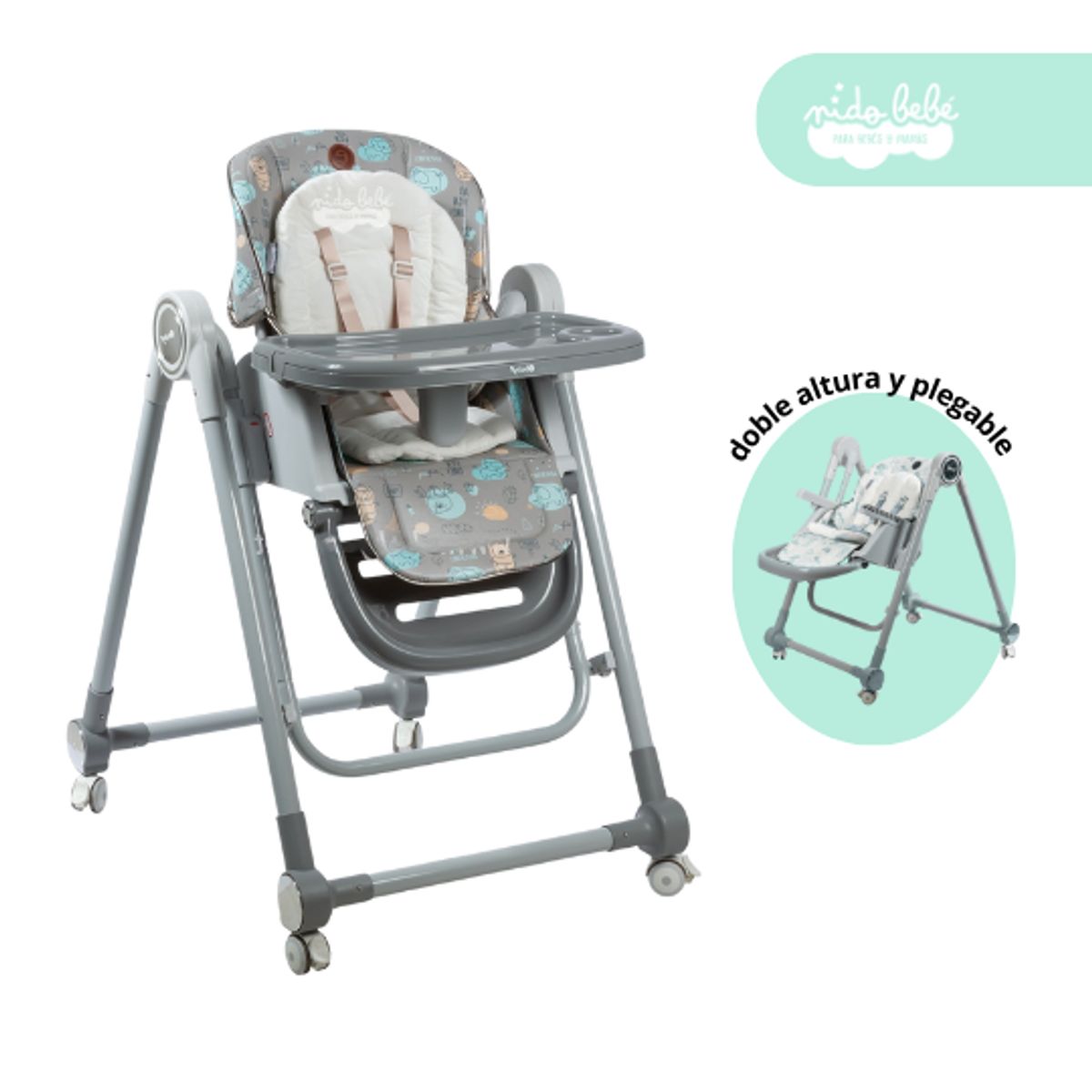 GENERICO - Silla De Comer altura regulable modelo Yammy plomo