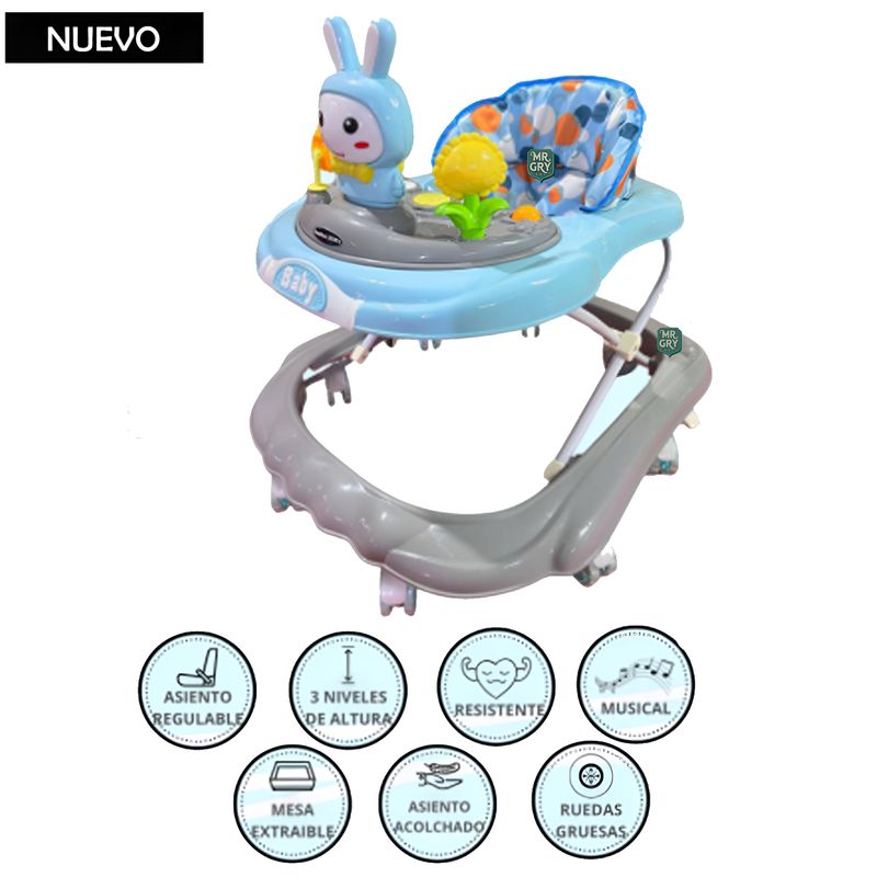 GENERICO - Andador Para Bebé Musical Conejito Celeste