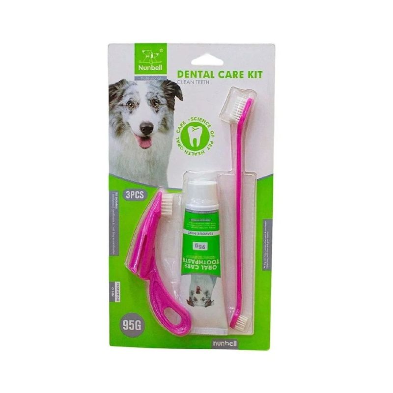 GENERICO - Kit de pasta dental para mascotas Nunbell Rosado