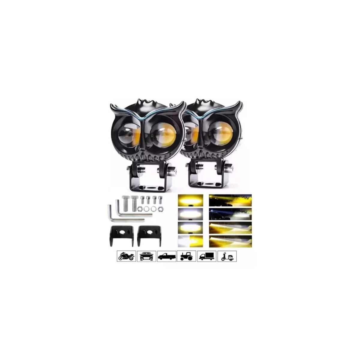 GENERICO - Faros Led De 8000 Lm Forma De Búho dual amarillo y blanco