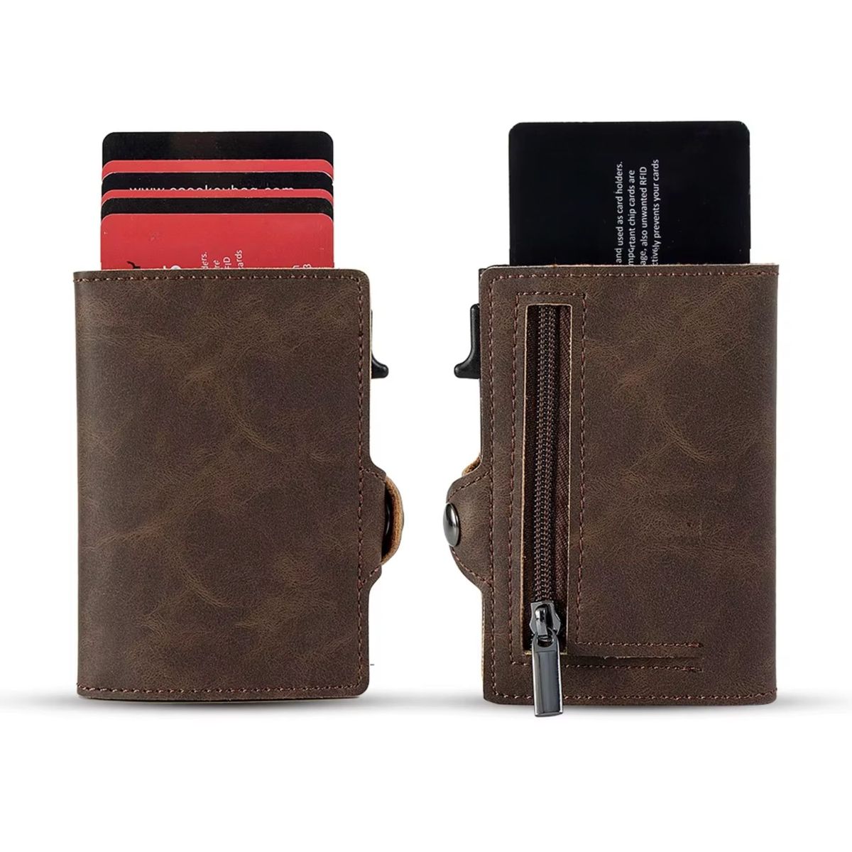 GENERICO - Billetera Tarjetero Smart Marrón Hombre Bloqueo RFID Anti-Robo