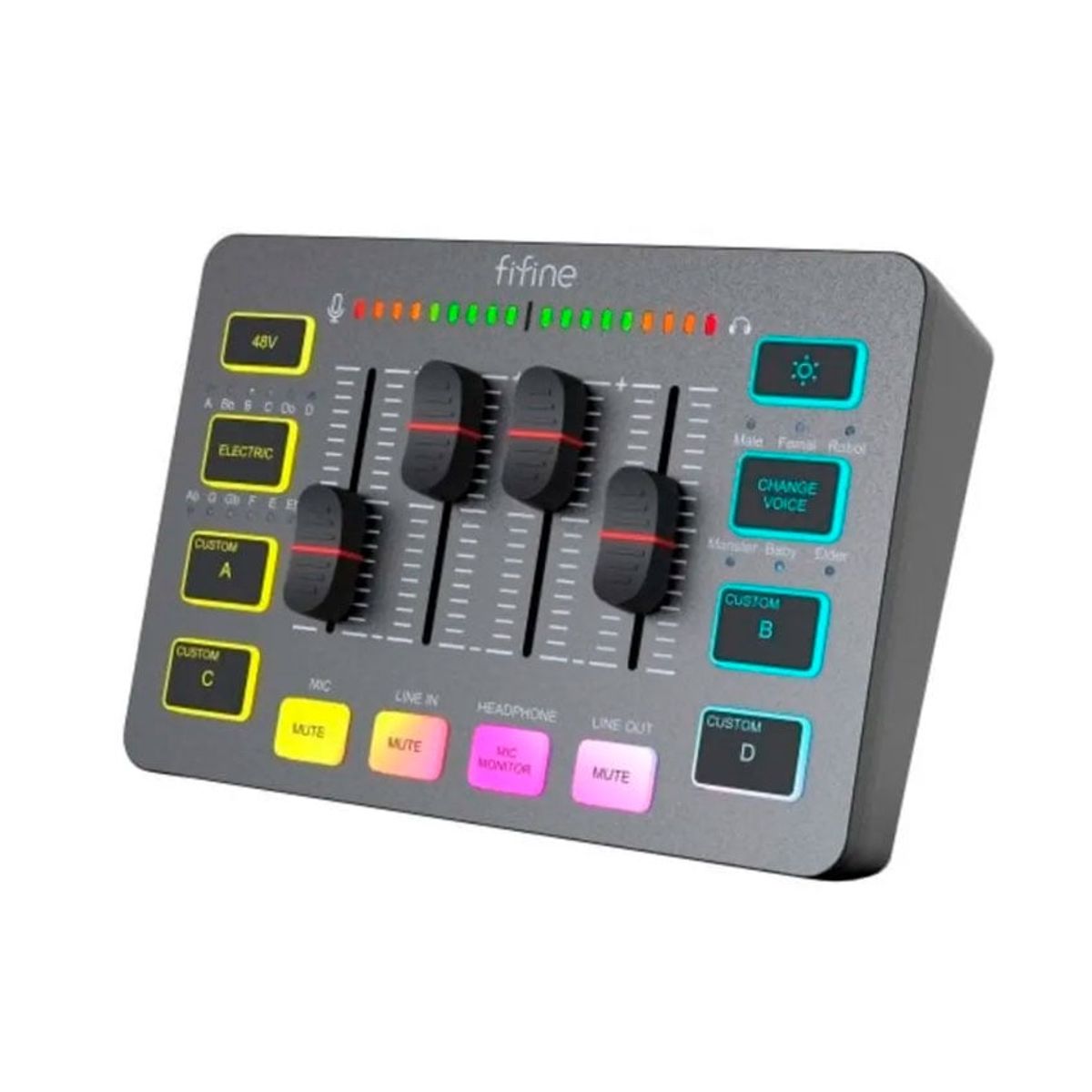 FIFINE - Mixer Fifine SC3 Black  USB  Efectos de Sonido - Ecualizador Integrado