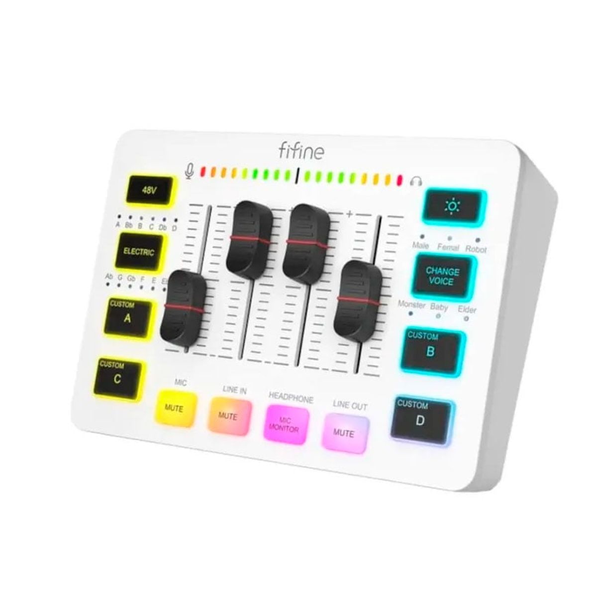 FIFINE - Mixer Fifine SC3 Blanco USB  Efectos de Sonido Ecualizador Integrado