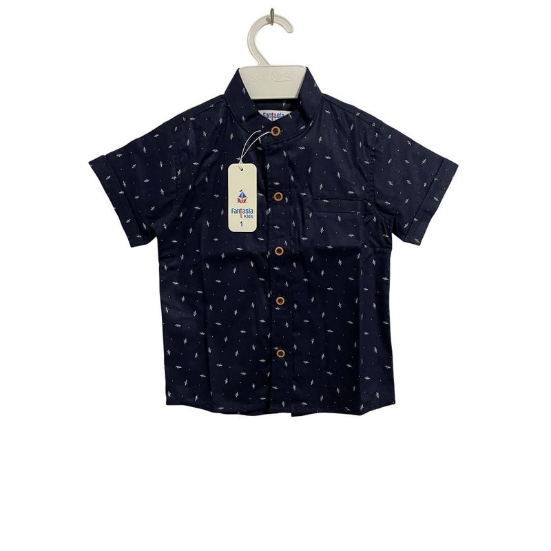 GENERICO - Camisa Niño Manga Corta Azul + 100% Algodón