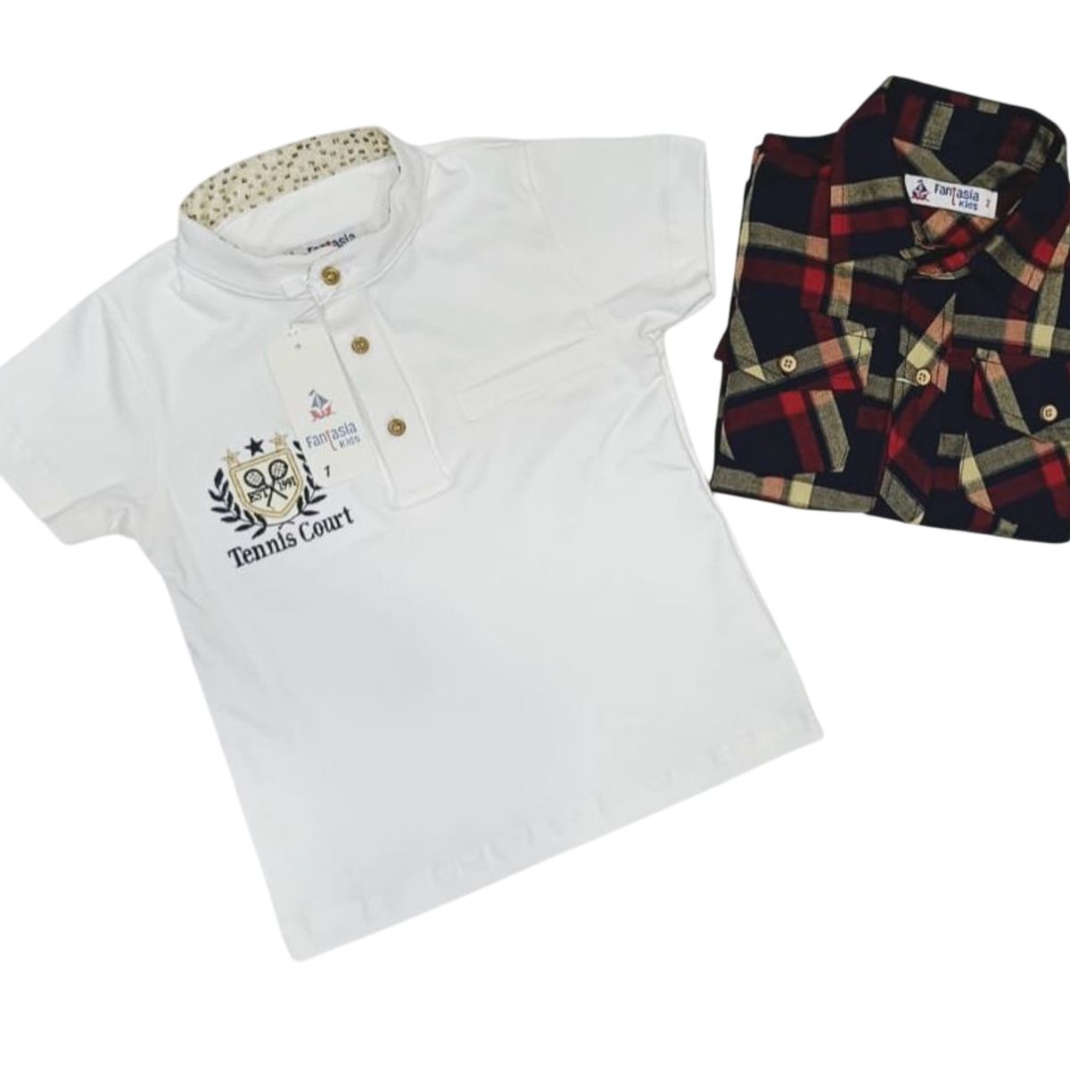 GENERICO - Camisa Niños Manga Larga + Polo 100% Algodón