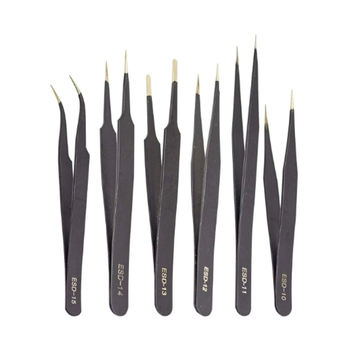 GENERICO - Set de Pinzas Antiestáticas ESD-6PZAS