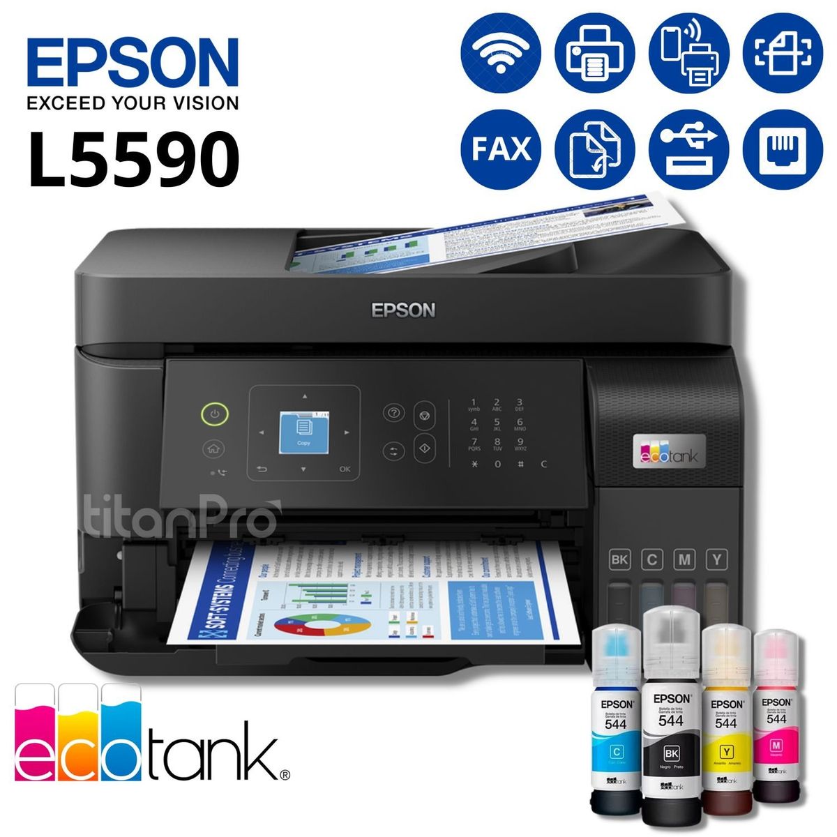 EPSON - Impresora Multifuncional Epson EcoTank L5590 Fax USB LAN WiFi