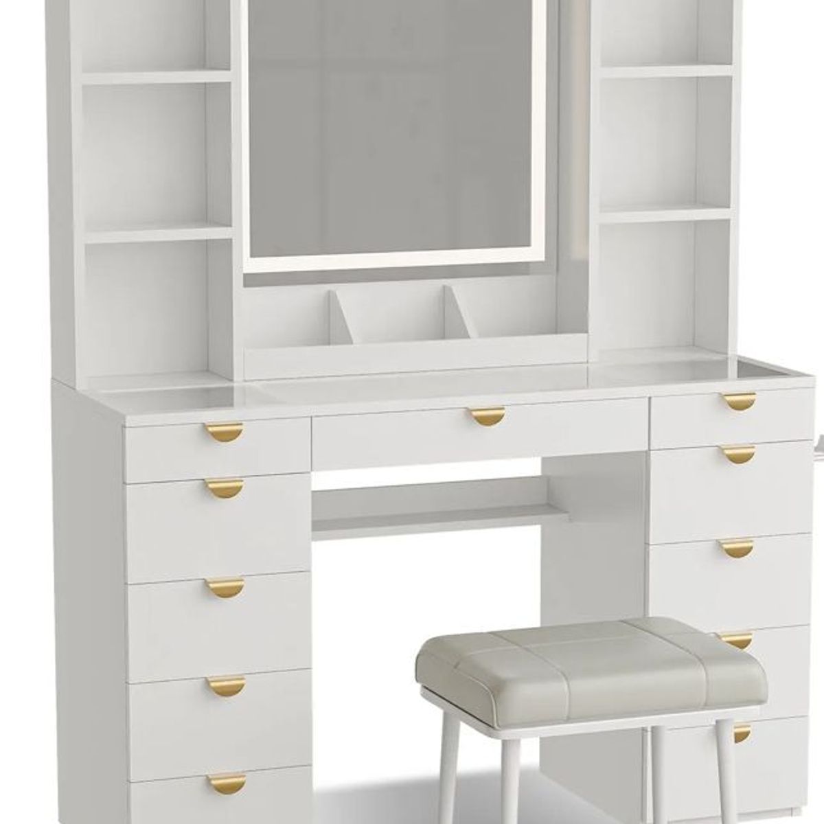 GENERICO - Tocador Joyero Ramsés - Blanco y Dorado