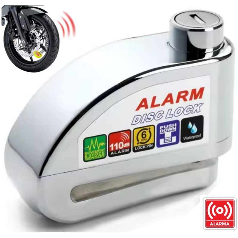 GENERICO - Candado de Disco Antirrobo con Alarma PESADO - NO SIMPLE