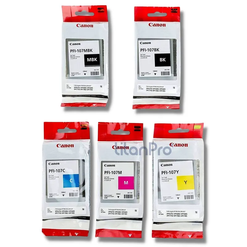 CANON - Kit Tinta Canon PFI-107 Cyan Magenta Amarillo Negro Negro Mate