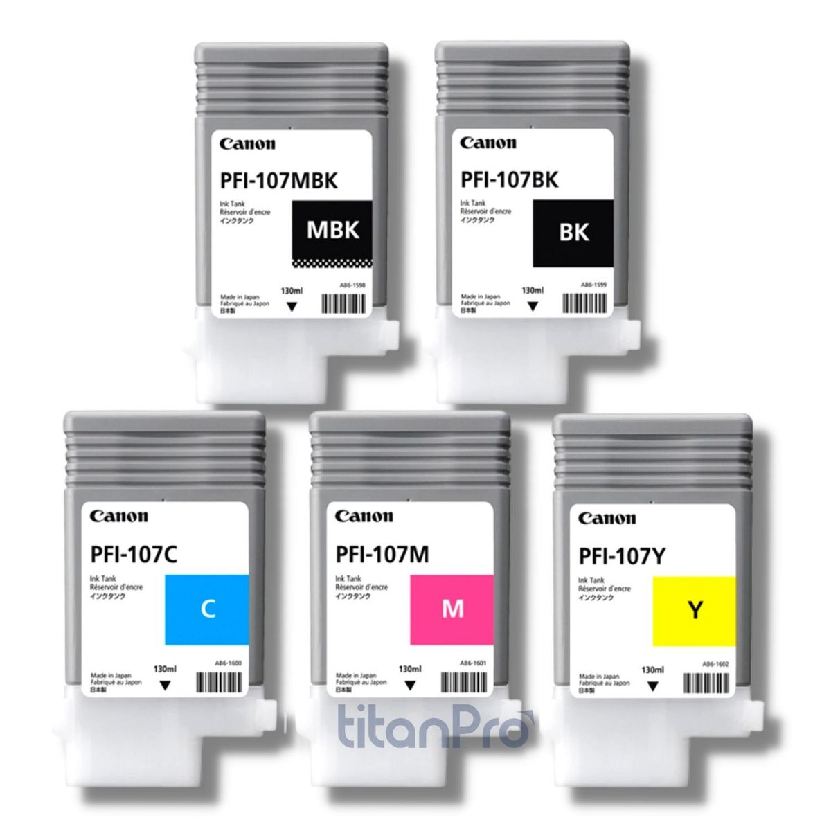 CANON - Kit Tinta Canon PFI-107 Cyan Magenta Amarillo Negro Negro Mate