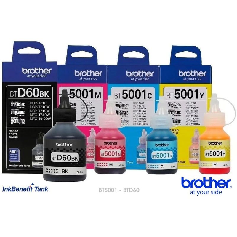 BROTHER - Kit Tinta Brother BT5001  BTD60BK Cyan Magenta Amarillo Negro