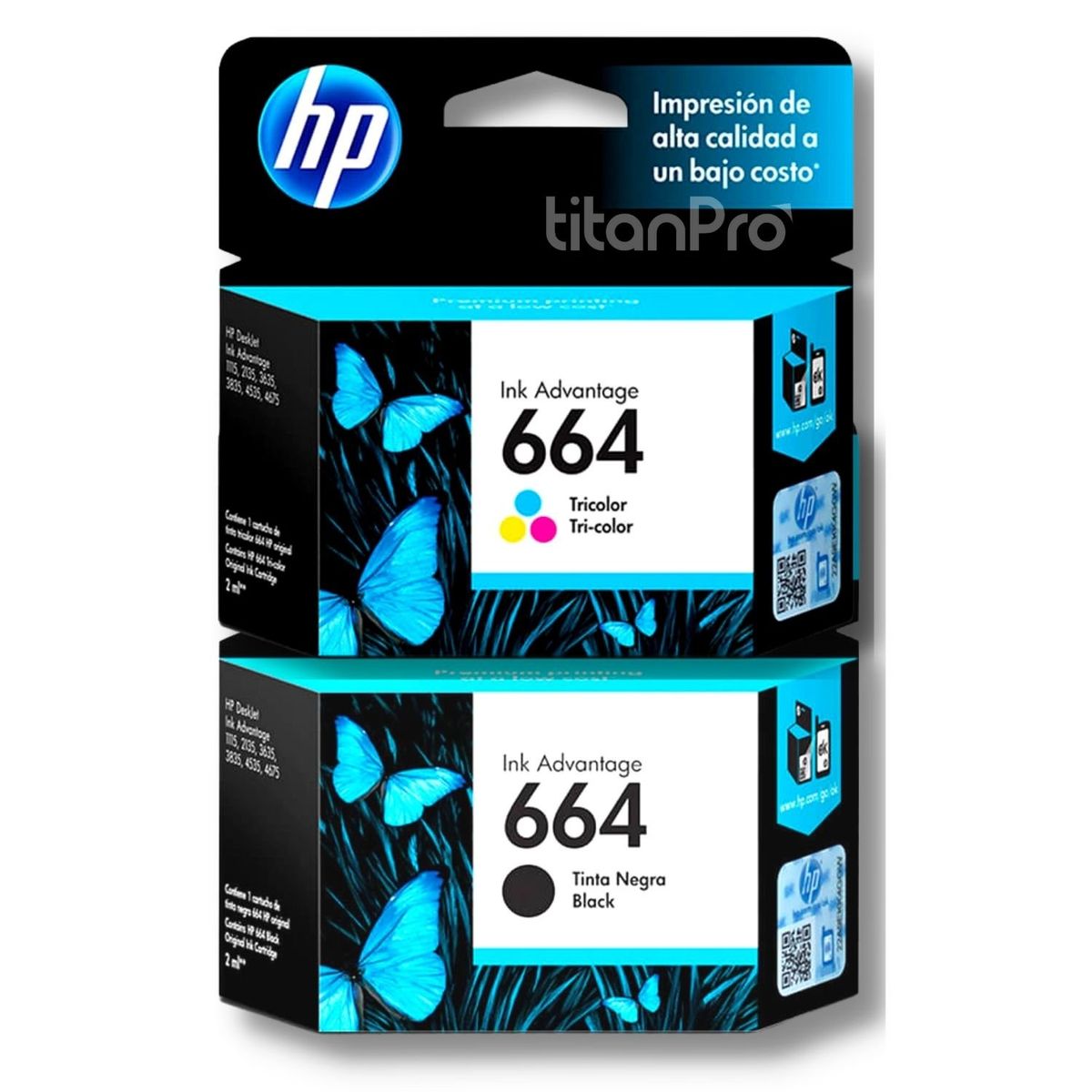 HP - Kit Tinta HP 664 Negro Tricolor