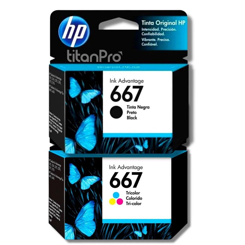 HP - Kit Tinta HP 667 Negro Tricolor