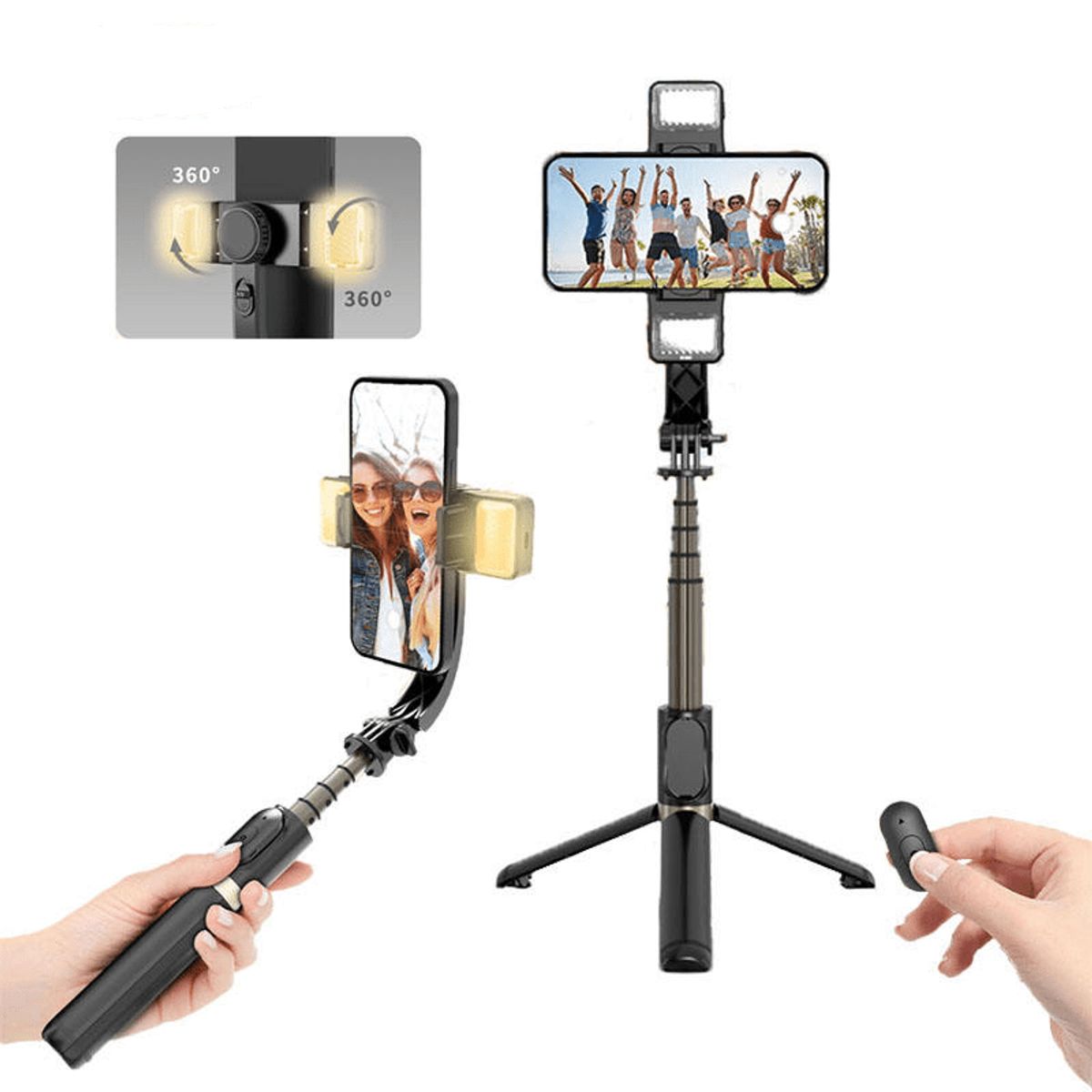 KREED - Gimbal 3 en 1 Trípode, selfie stick, Estabilizador 1 eje para celular