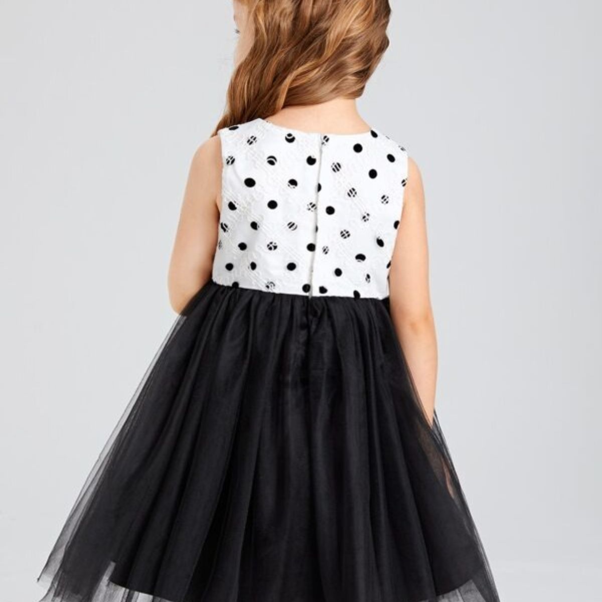 TAIS PRINCESS - Vestido fiesta niñitas con patrón de lunares 4 capas