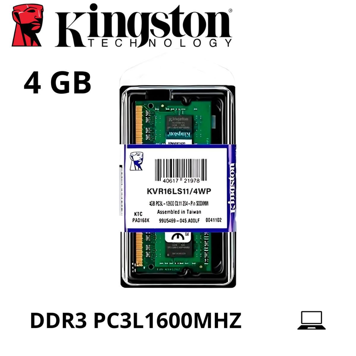 KINGSTON - MEMORIA RAM DDR3 PC3L 1600MHZ 4GB KINGSTON PARA LAPTOP