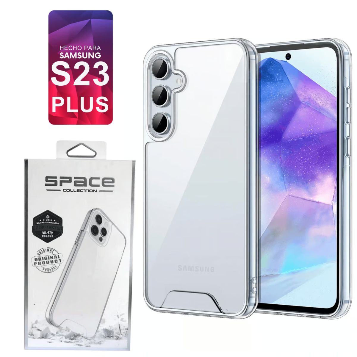 GENERICO - Case space para Samsung S23 Plus anticaida resistente transparente