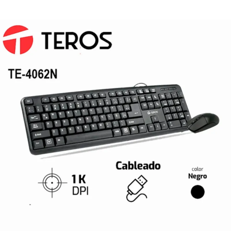 TEROS - KIT TECLADO Y MOUSE CON CABLE TEROS TE4062N
