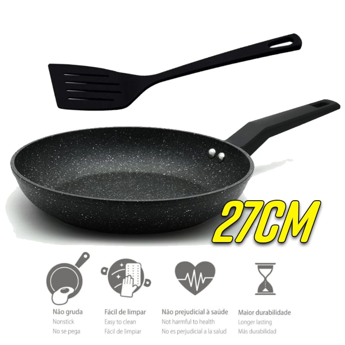 GENERICO - Sartén antiadherente con Espátula 27 cm para Cocina