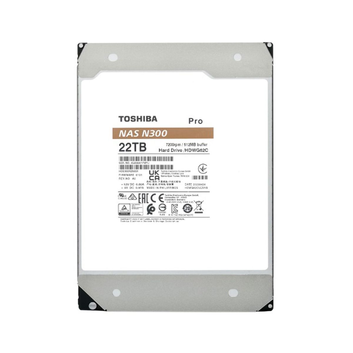 TOSHIBA - DISCO DURO INTERNO TOSHIBA N300 PRO 22TB SATA 512MB PN HDWG62CXZSTB