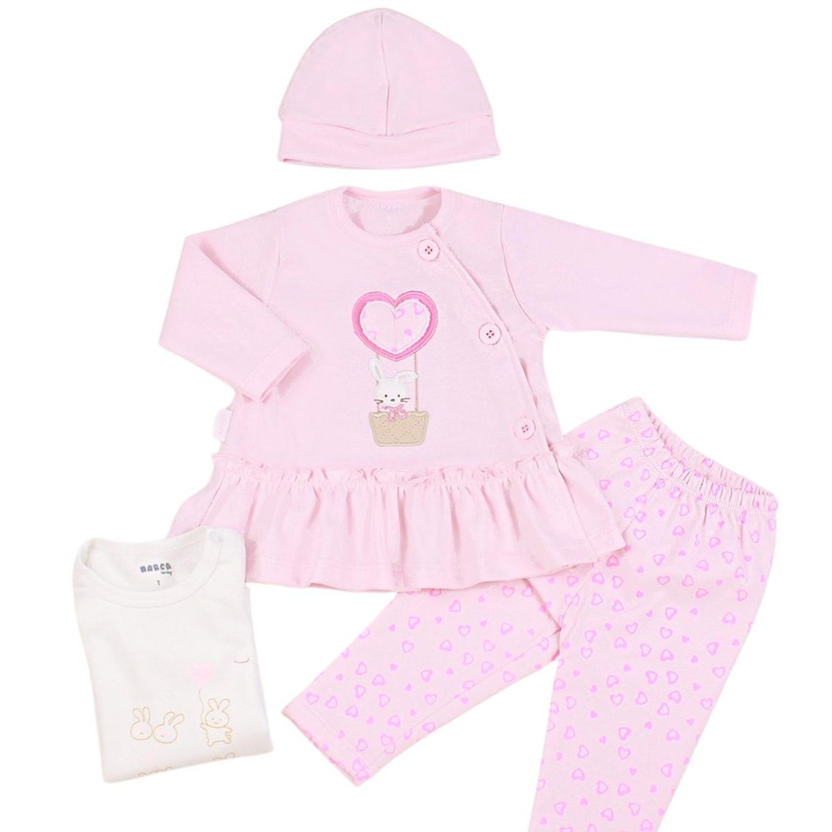 GENERICO - Conjunto Vestido bebé Niña - 4 piezas - Patty - Rosado