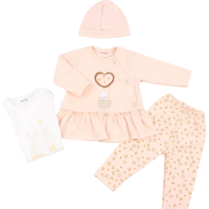 GENERICO - Conjunto Vestido bebé Niña - 4 piezas - Patty - Melon