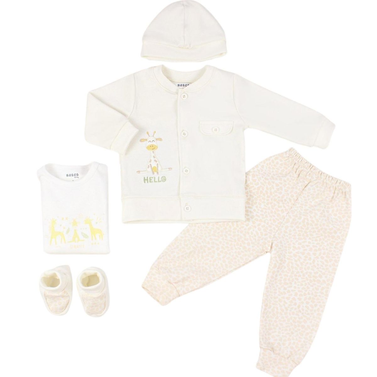 GENERICO - Conjunto bebé Kevin 6 piezas - Crema