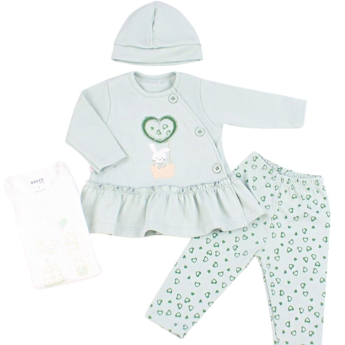 GENERICO - Conjunto Vestido bebé Niña - 4 piezas - Patty - Verde