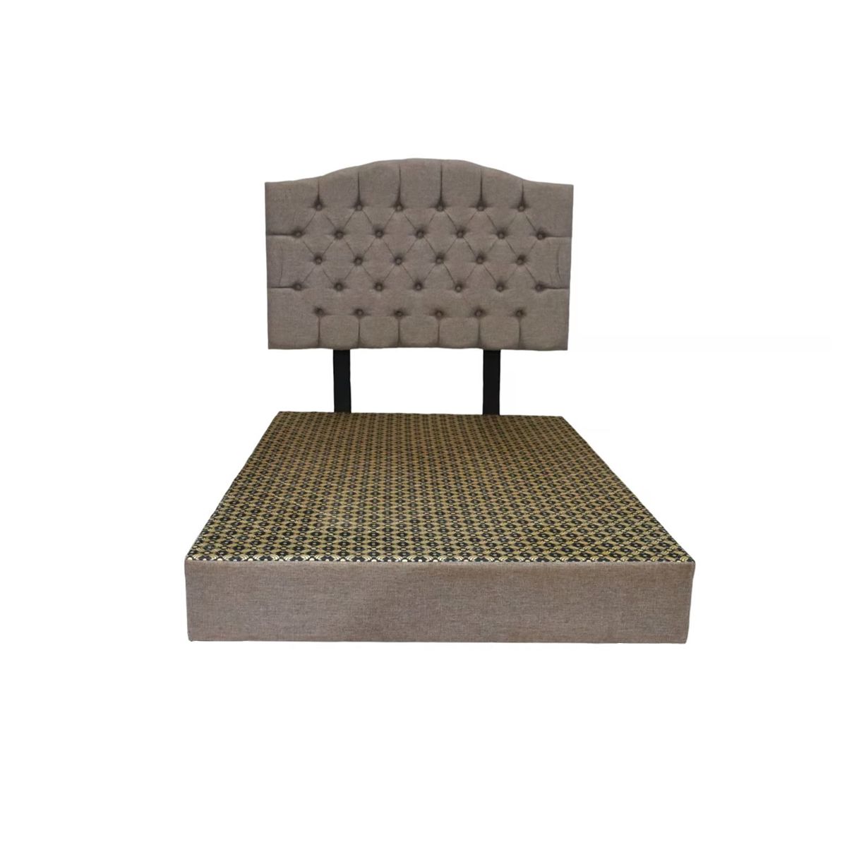 MUEBLES MACRUMO - Cama tapizada Varsovia King - Beige Oscuro