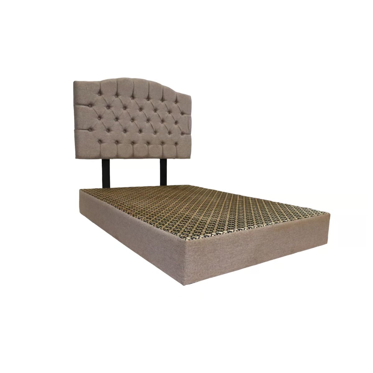 MUEBLES MACRUMO - Cama tapizada Varsovia King - Beige Oscuro