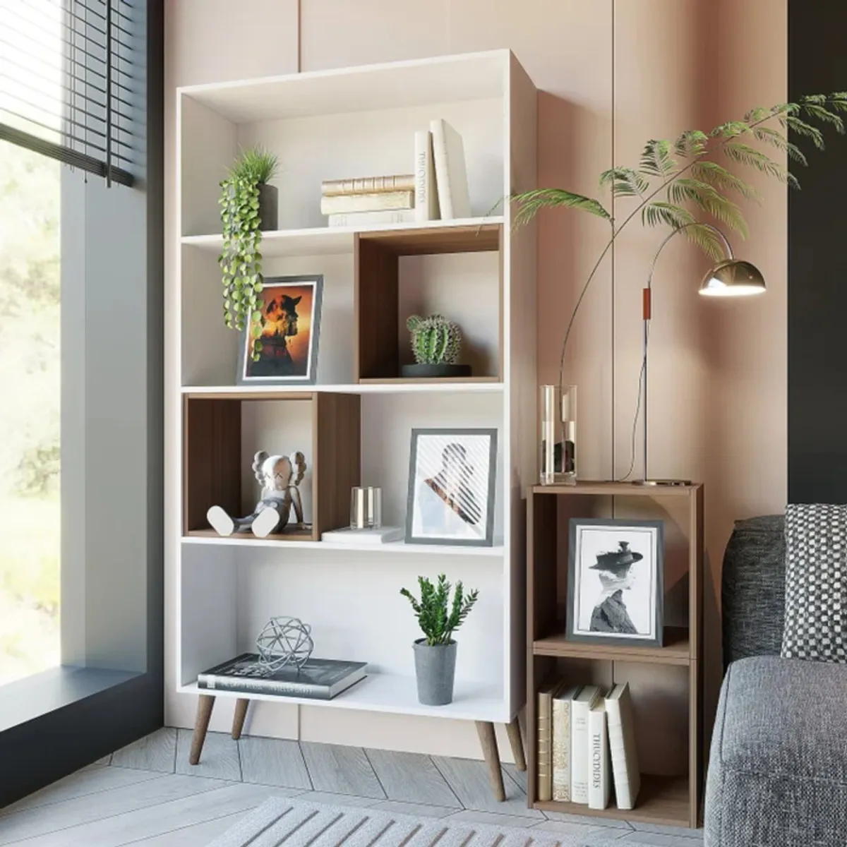 R&R MUEBLES - Estante Moderno Okamura Blanco R&R MUEBLES